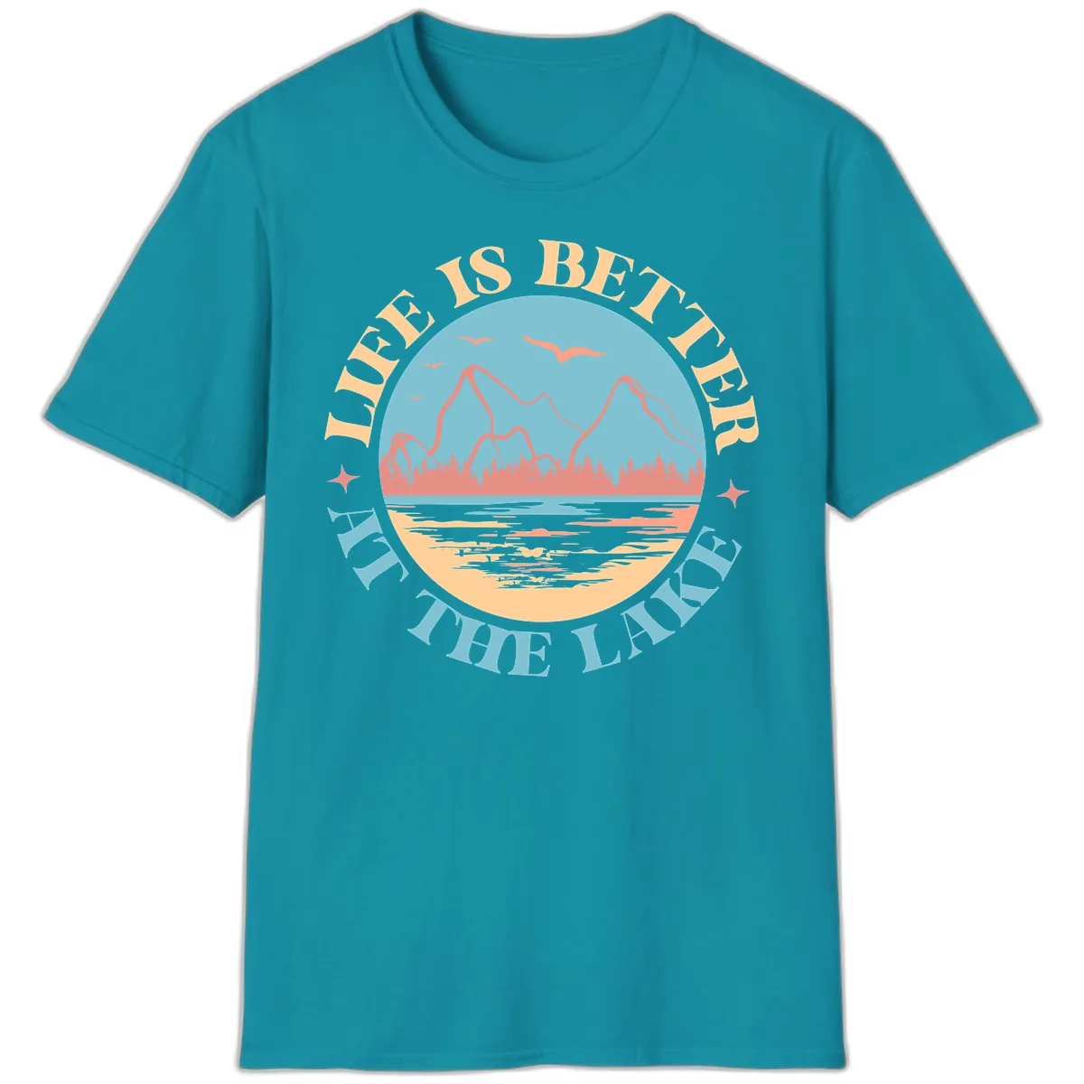 Life Is Better At The Lake Design T-Shirt in Tropical Blue