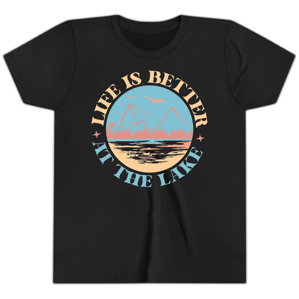 Life Is Better At The Lake Design Youth T-Shirt in Black