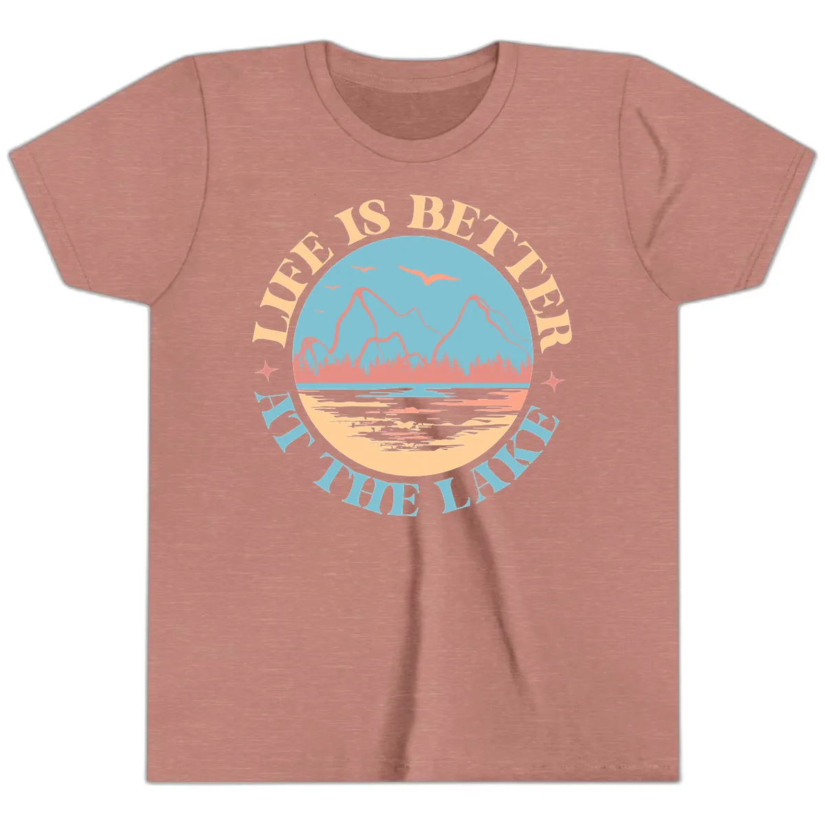 Life Is Better At The Lake Design Youth T-Shirt in Heather Mauve