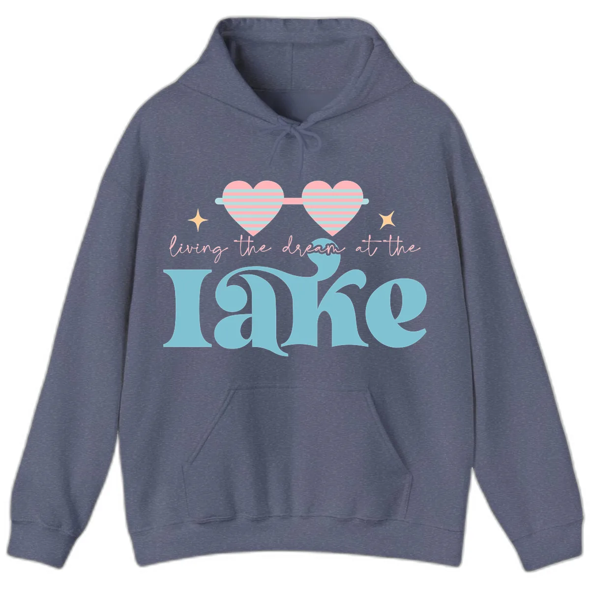 Living The Dream At The Lake Hoodie in Heather Navy