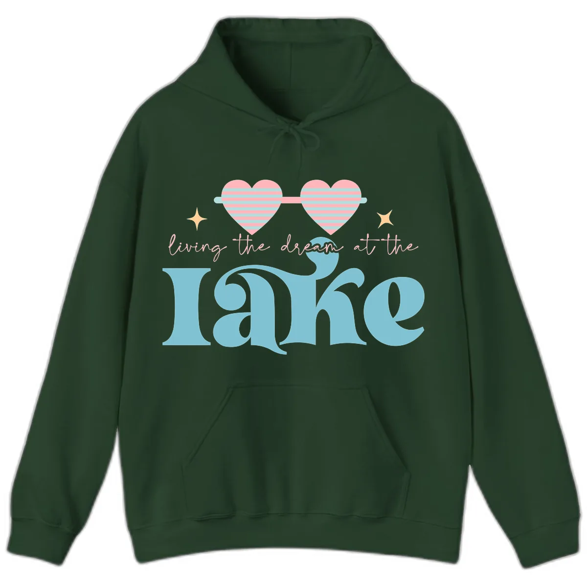 Living The Dream At The Lake Hoodie in Forest Green