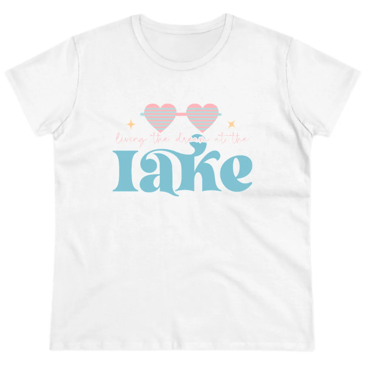 Living The Dream At The Lake Ladies Tee in White