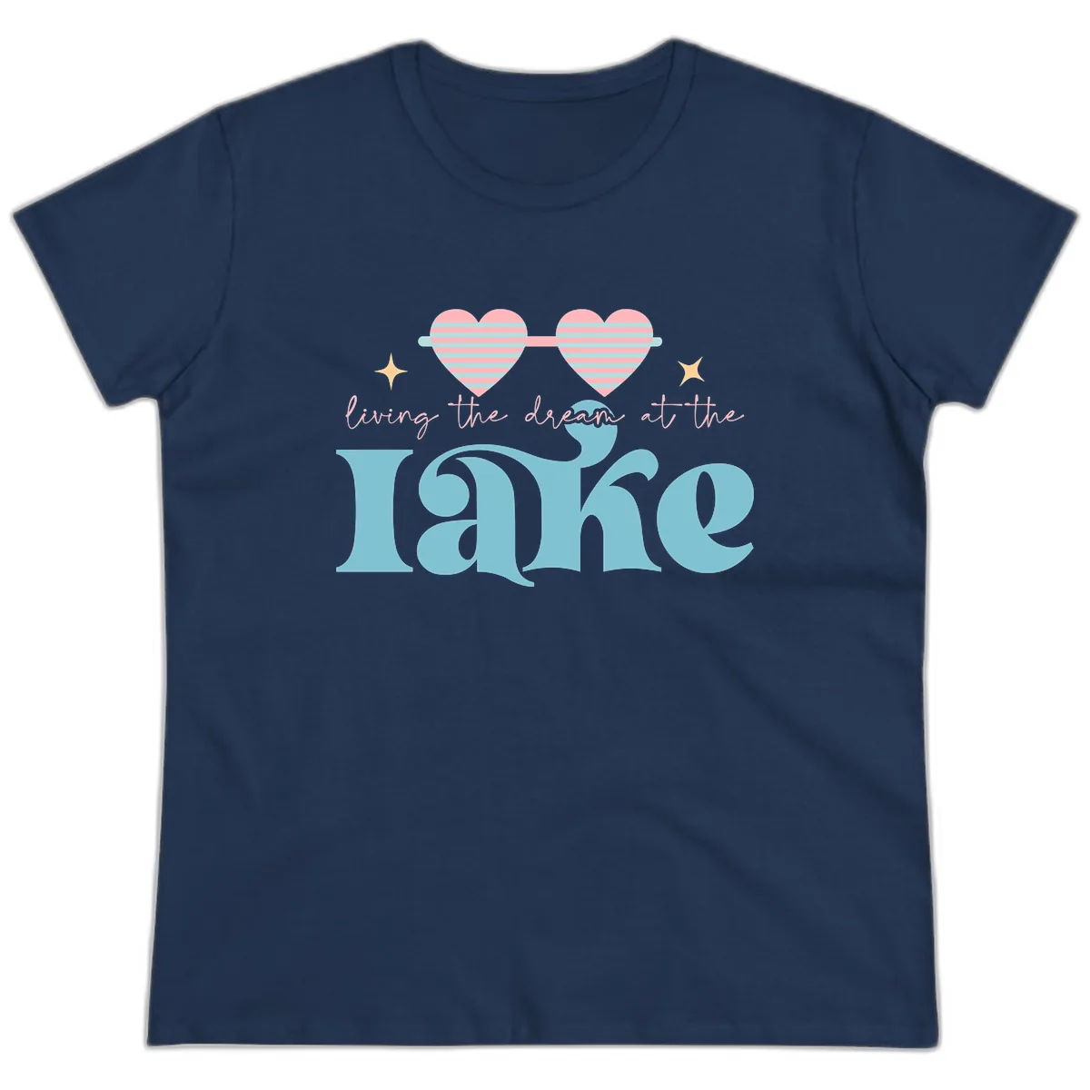 Living The Dream At The Lake Ladies Tee in Navy