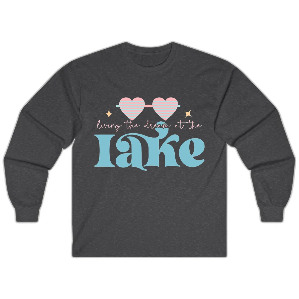 Living The Dream At The Lake Long Sleeve in Dark Heather