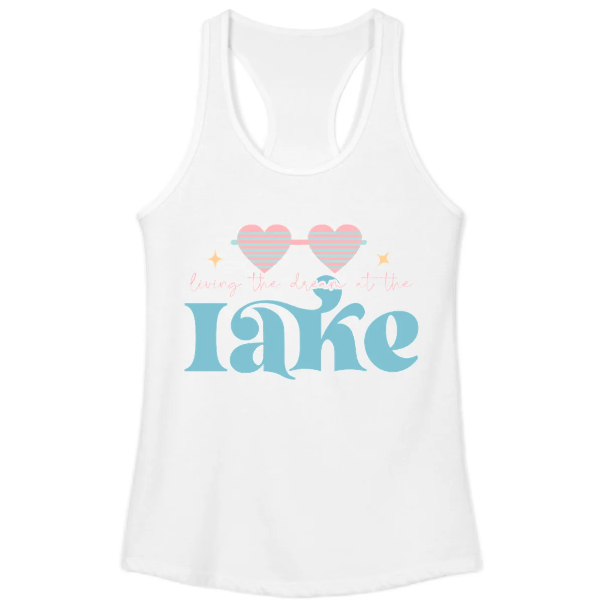 Living The Dream At The Lake Ladies Tank in White