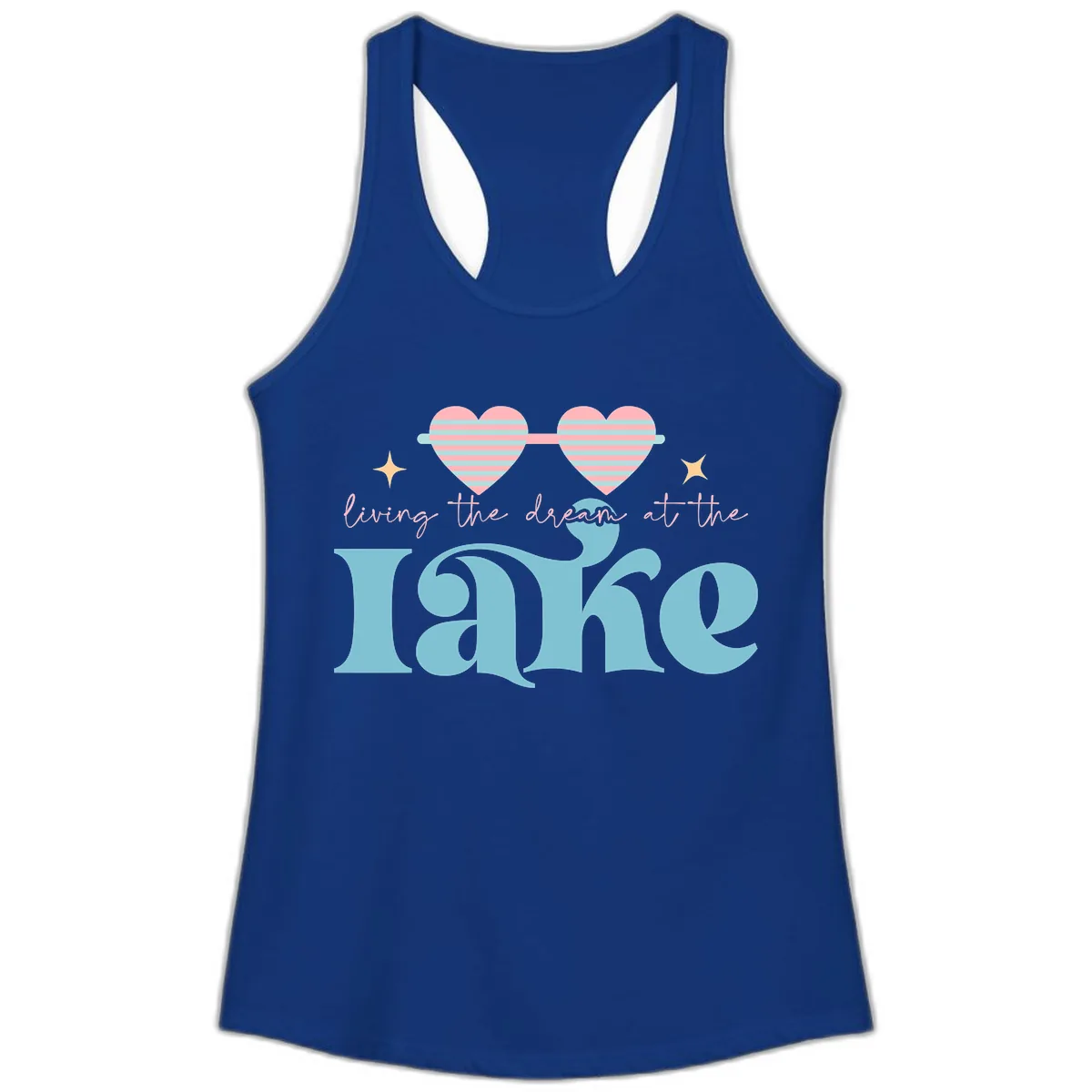 Living The Dream At The Lake Ladies Tank in Solid Royal
