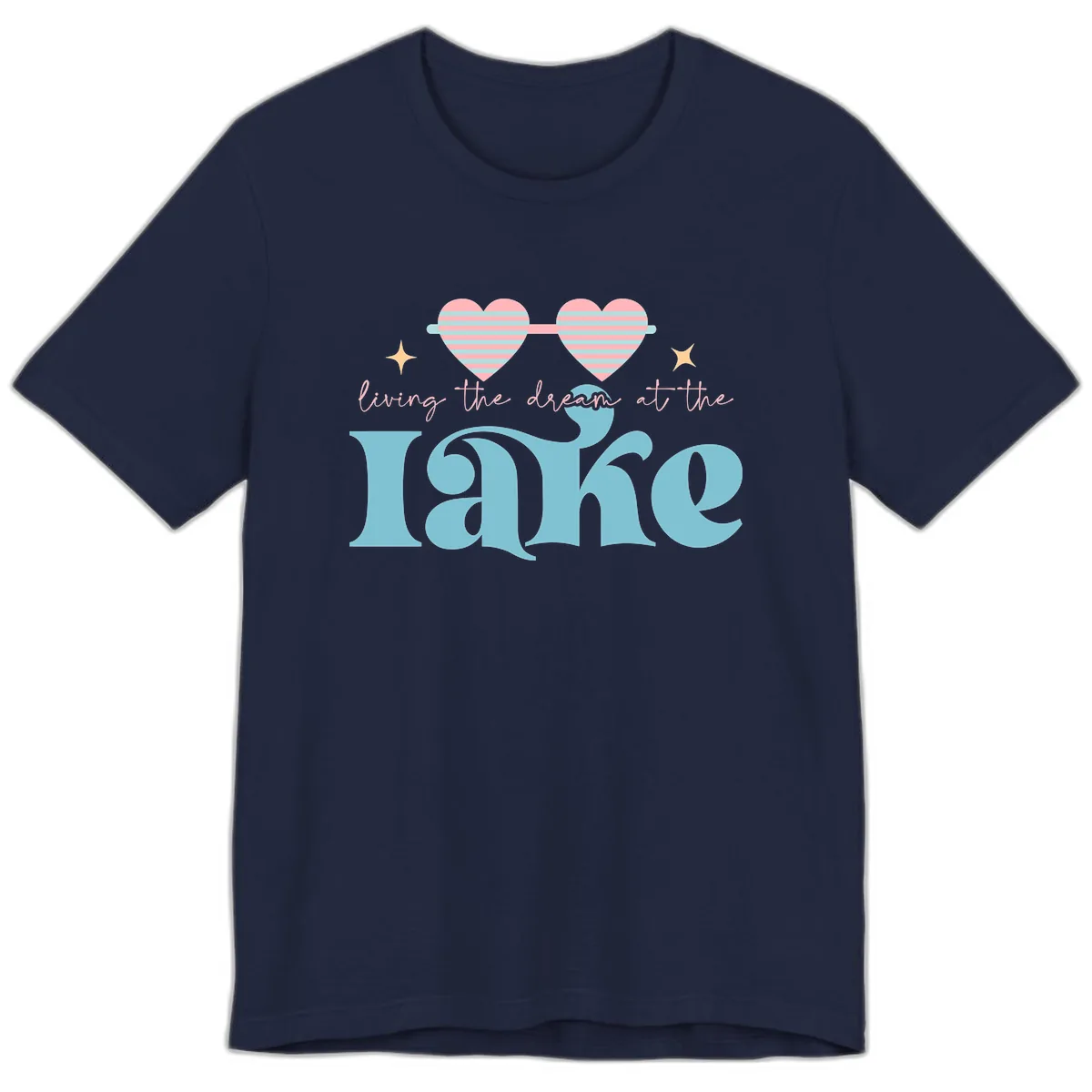 Living The Dream At The Lake Premium T-Shirt in Navy