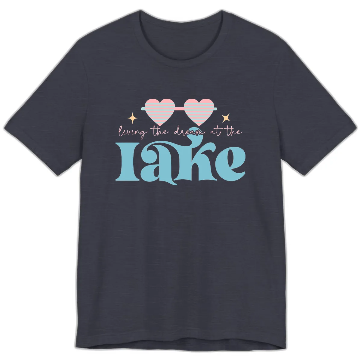 Living The Dream At The Lake Premium T-Shirt in Heather Midnight Navy