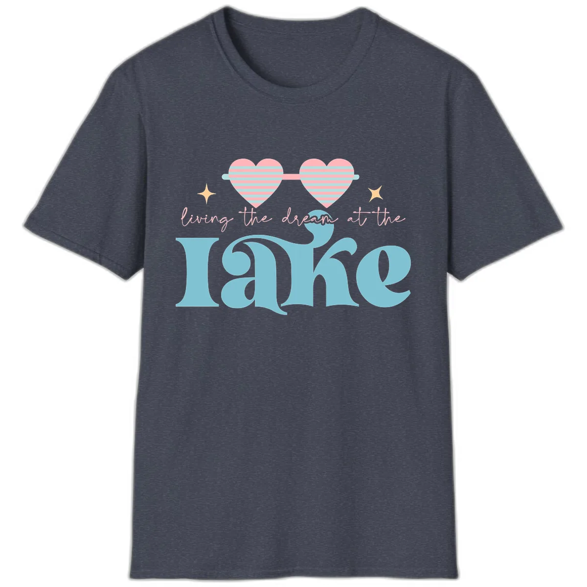 Living The Dream At The Lake T-Shirt in Heather Navy