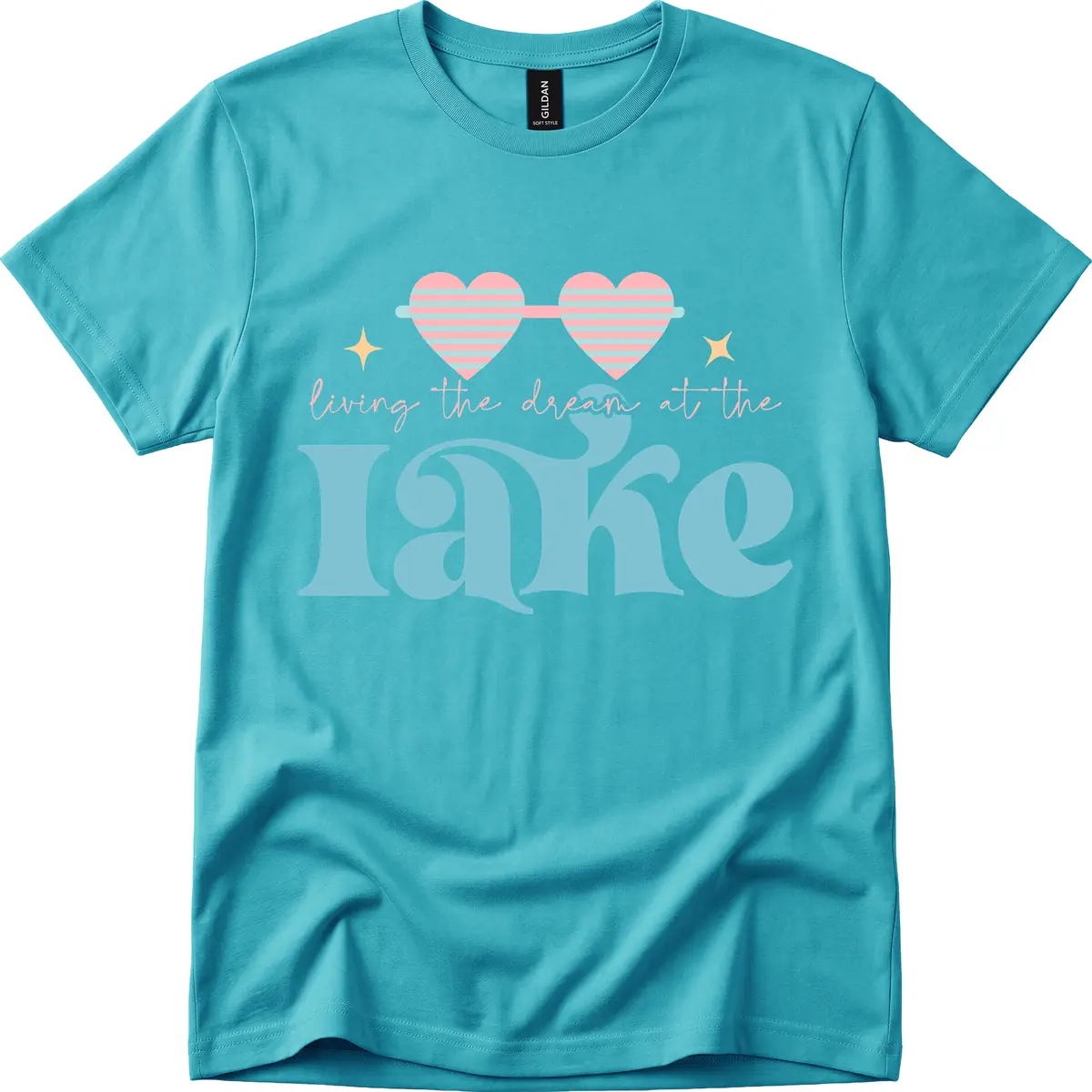 Living The Dream At The Lake T-Shirt in Tropical Blue