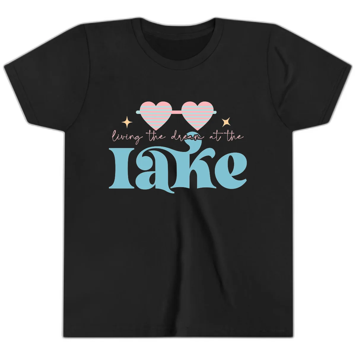 Living The Dream At The Lake Youth T-Shirt in Black