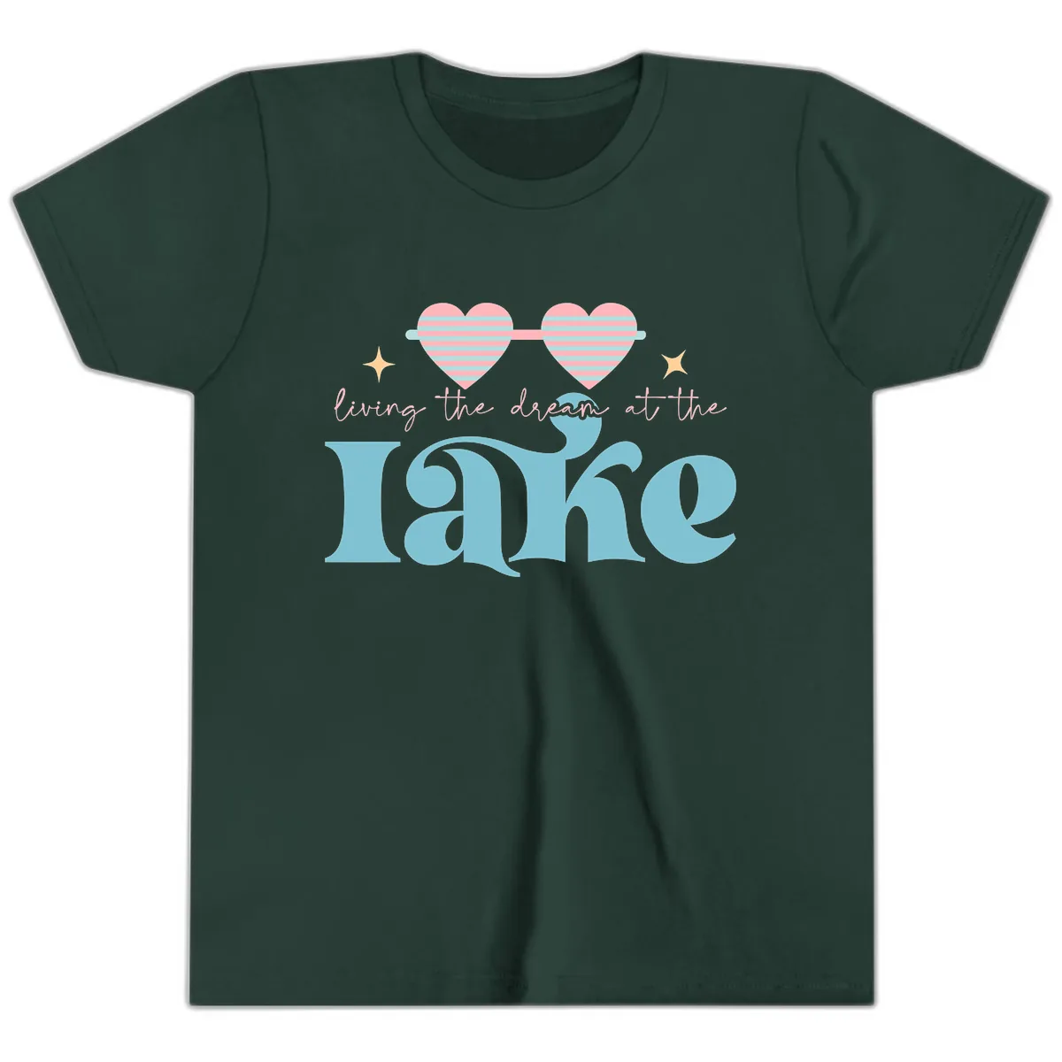 Living The Dream At The Lake Youth T-Shirt in Forest