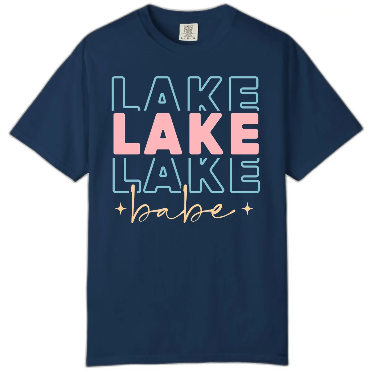 Lake Babe Retro Typography Comfort Color in Navy