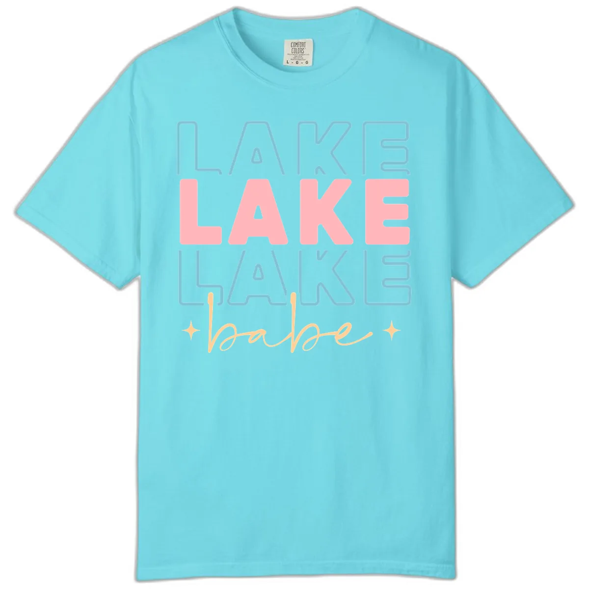 Lake Babe Retro Typography Comfort Color in Lagoon Blue