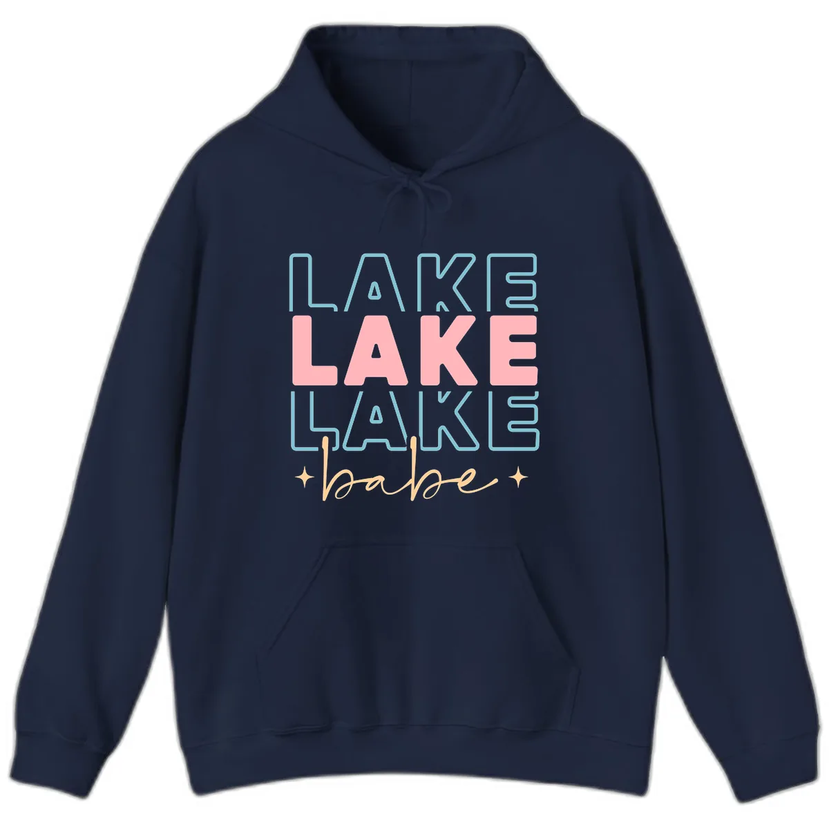 Lake Babe Retro Typography Hoodie in Navy