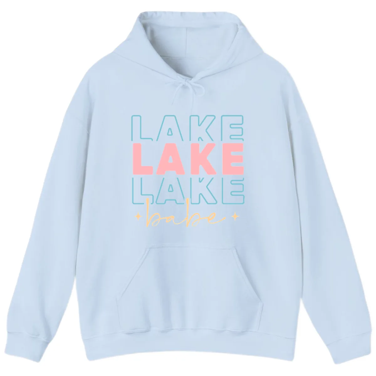 Lake Babe Retro Typography Hoodie in Light Blue
