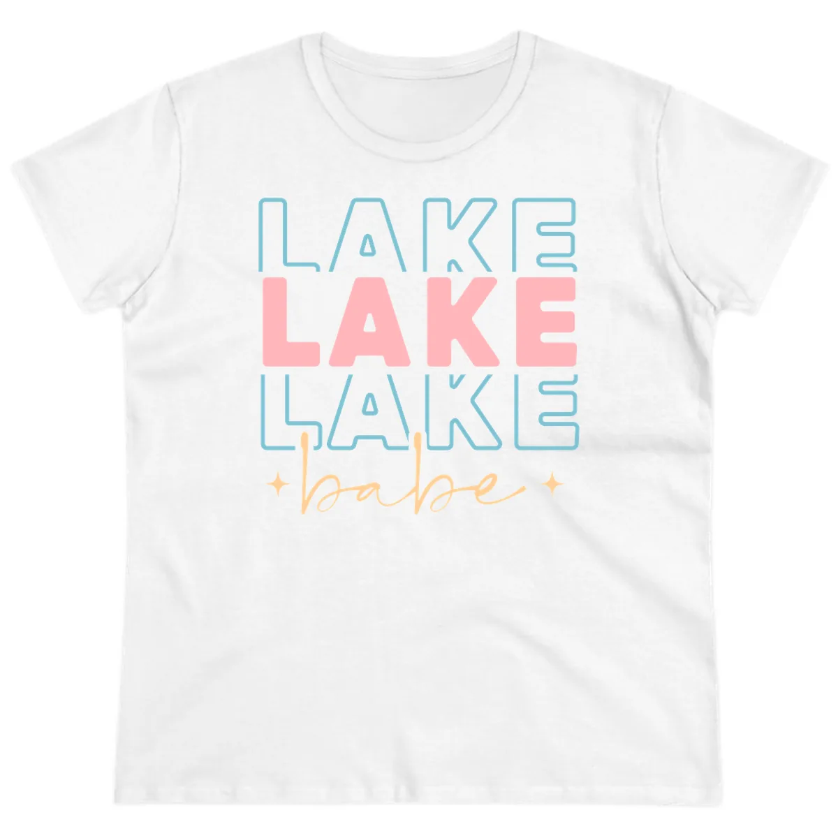 Lake Babe Retro Typography Ladies Tee in White