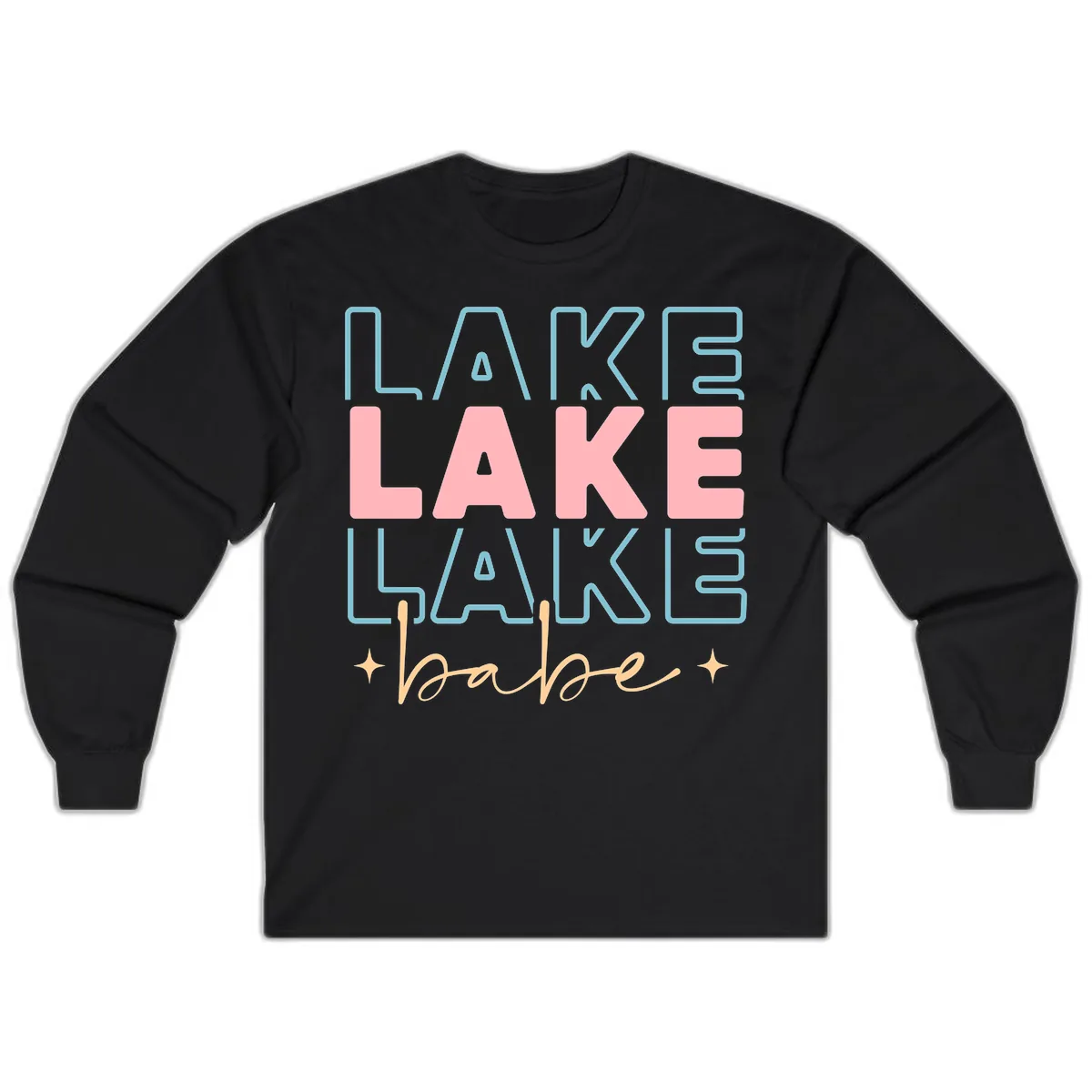 Lake Babe Retro Typography Long Sleeve in Black