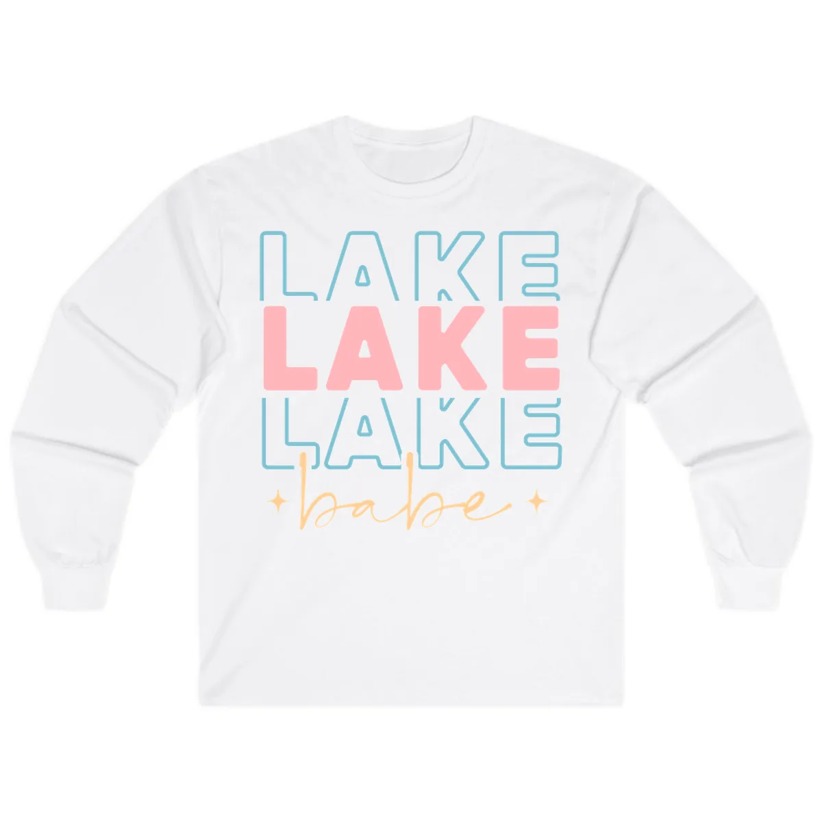 Lake Babe Retro Typography Long Sleeve in White