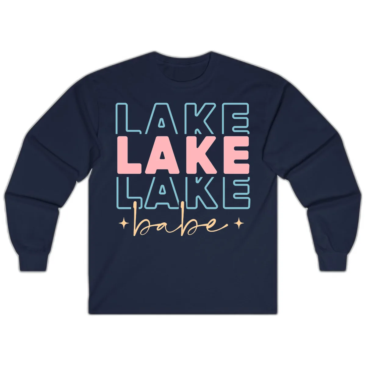 Lake Babe Retro Typography Long Sleeve in Navy