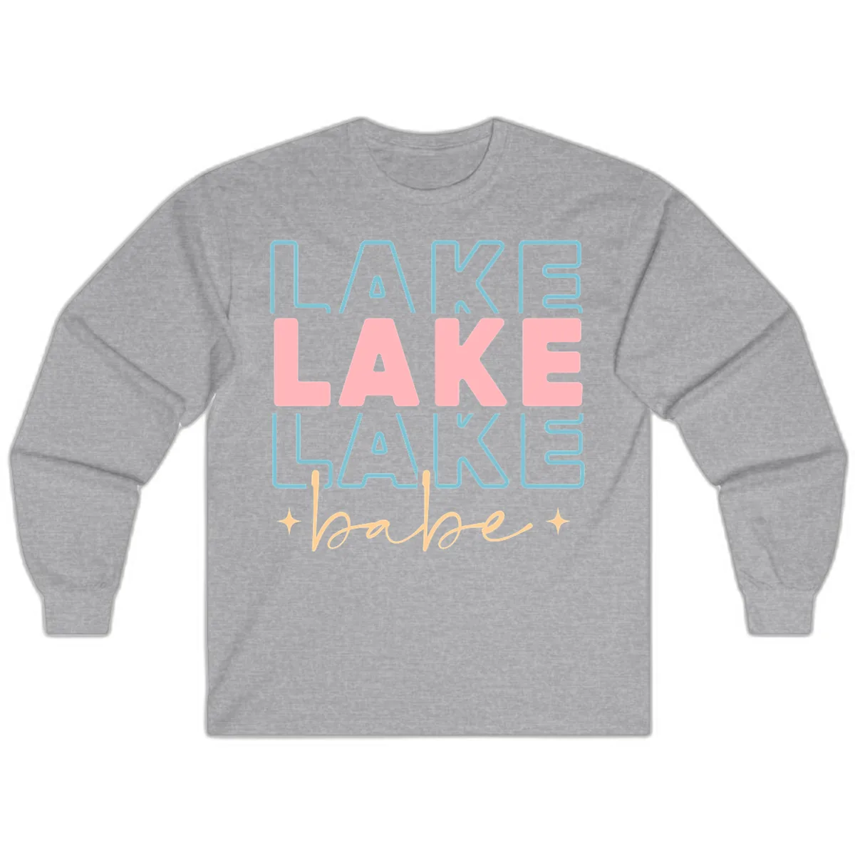Lake Babe Retro Typography Long Sleeve in Sport Grey