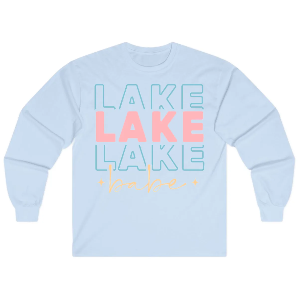 Lake Babe Retro Typography Long Sleeve in Light Blue