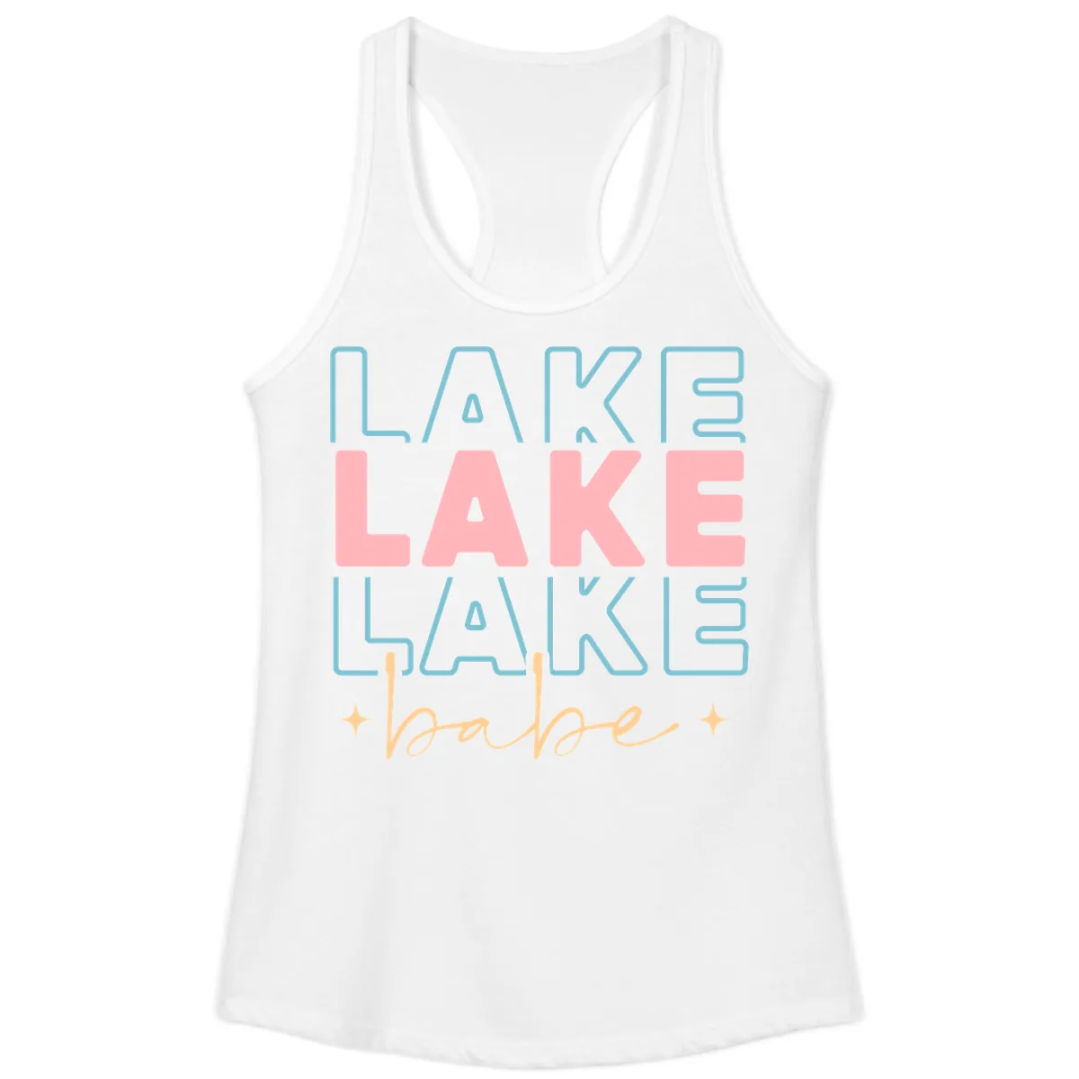 Lake Babe Retro Typography Ladies Tank in White