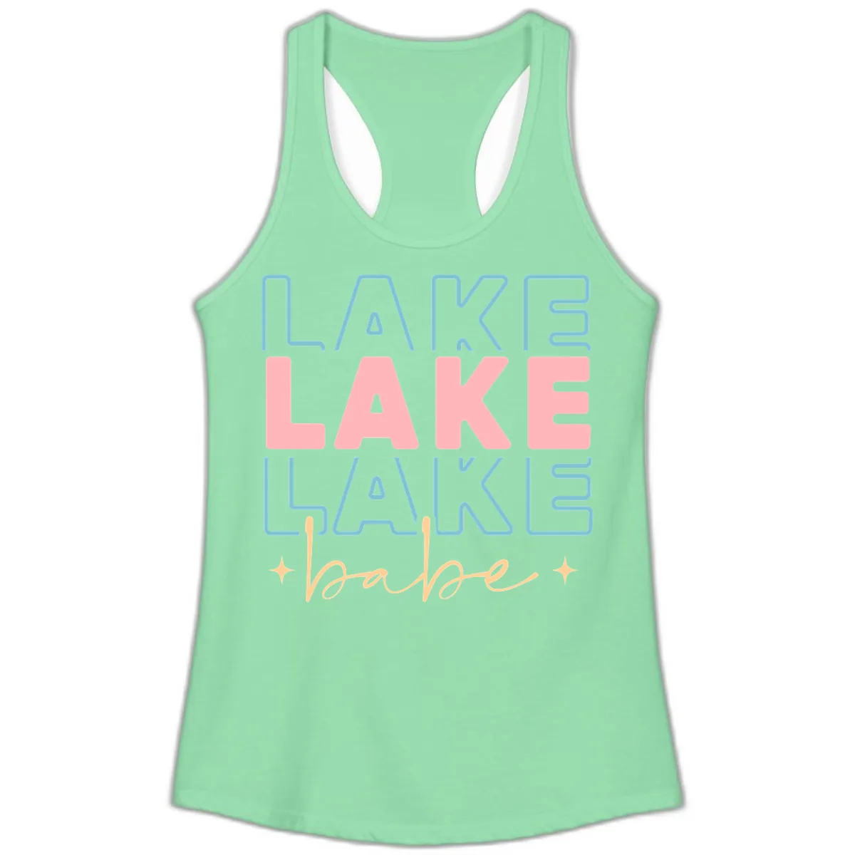 Lake Babe Retro Typography Ladies Tank in Solid Mint