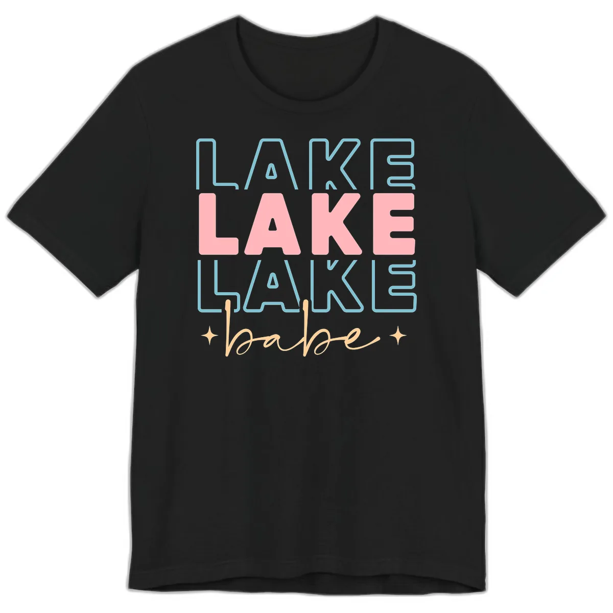 Lake Babe Retro Typography Premium T-Shirt in Black