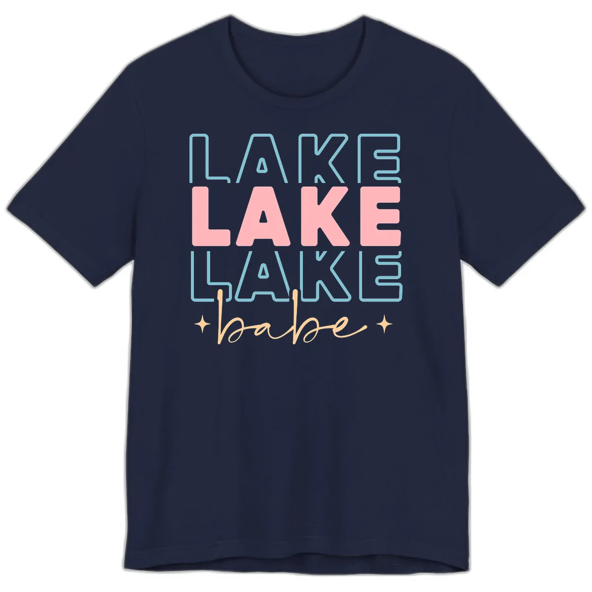 Lake Babe Retro Typography Premium T-Shirt in Navy