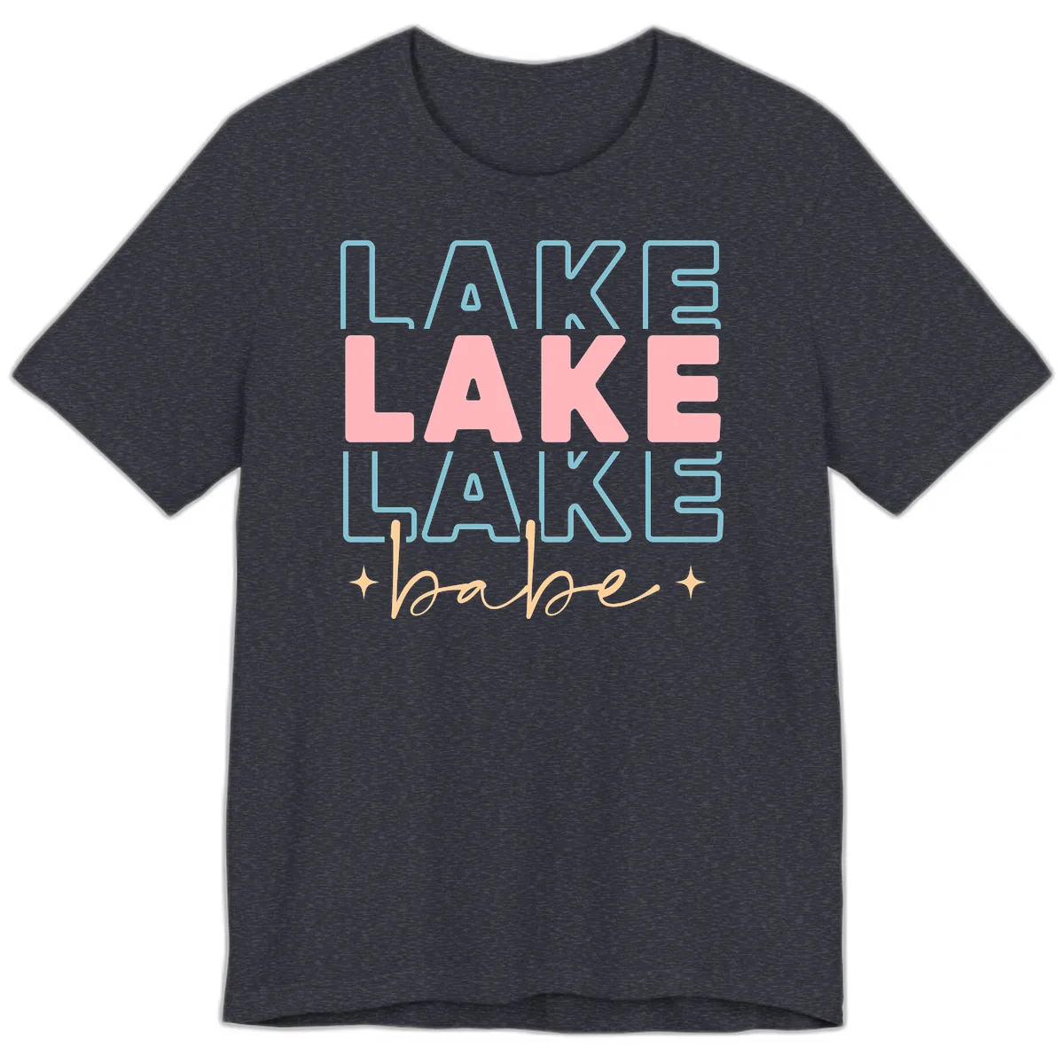 Lake Babe Retro Typography Premium T-Shirt in Heather Navy