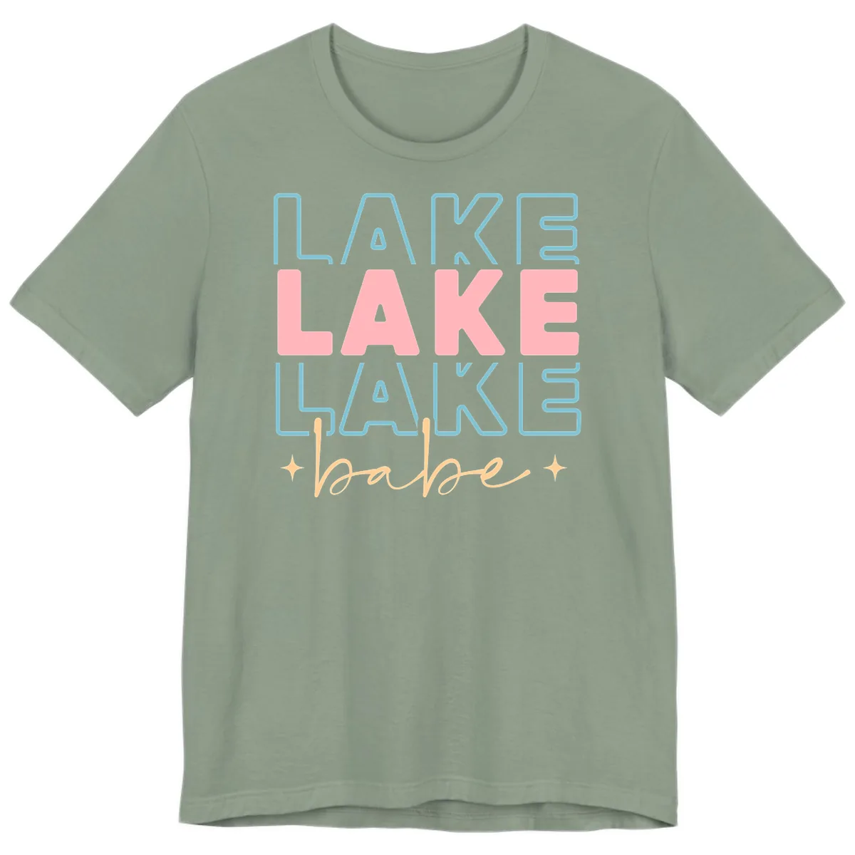 Lake Babe Retro Typography Premium T-Shirt in Sage