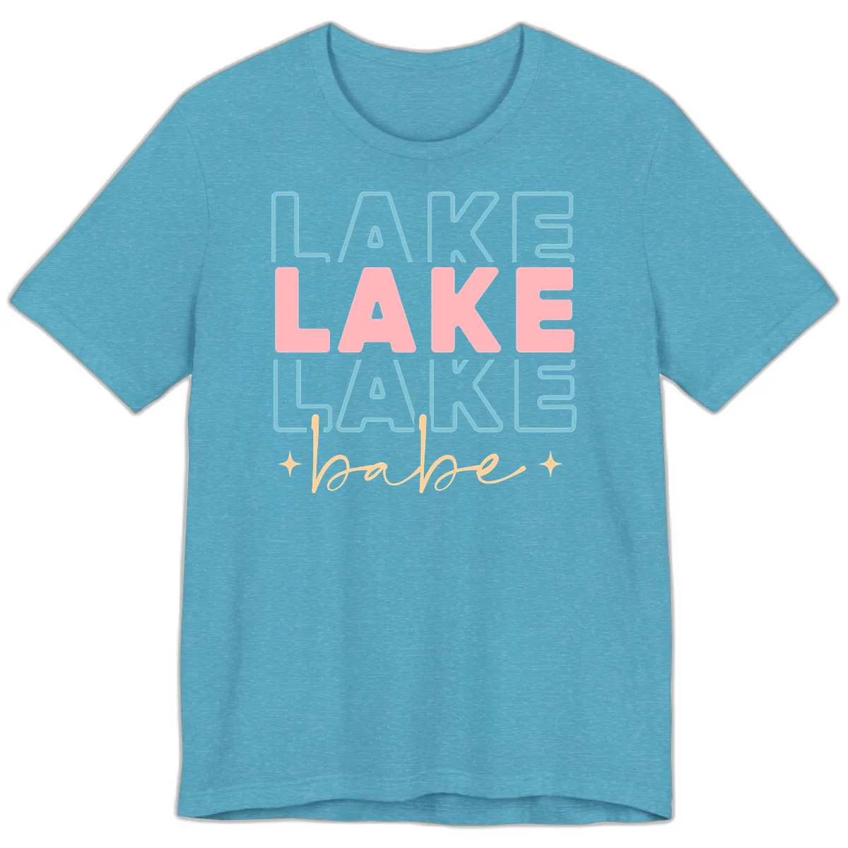 Lake Babe Retro Typography Premium T-Shirt in Heather Aqua