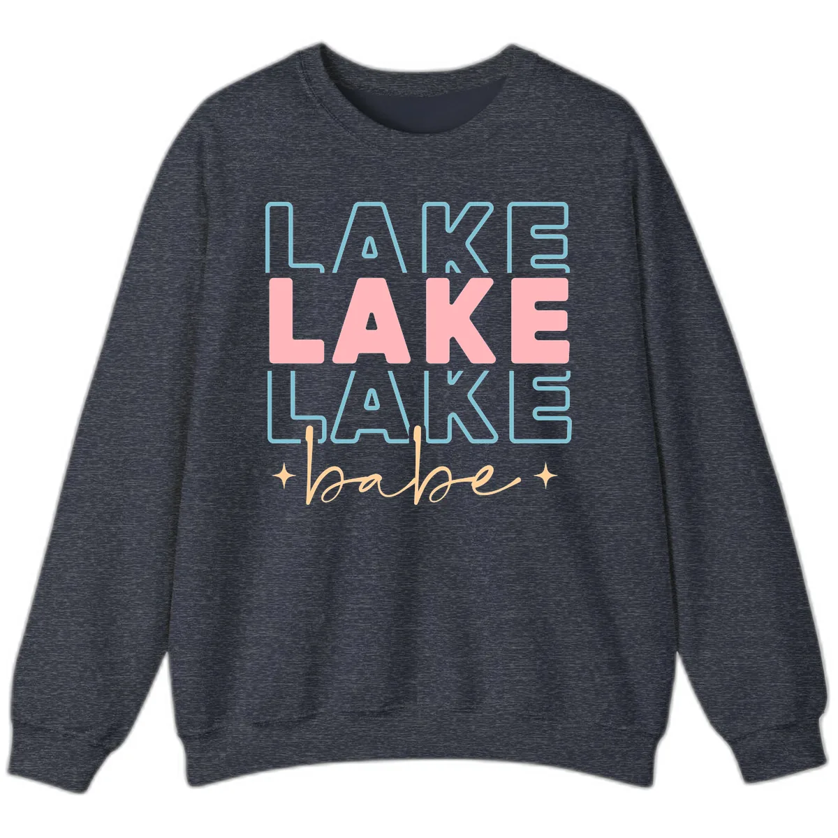 Lake Babe Retro Typography Sweatshirt in Heather Sport Dark Navy