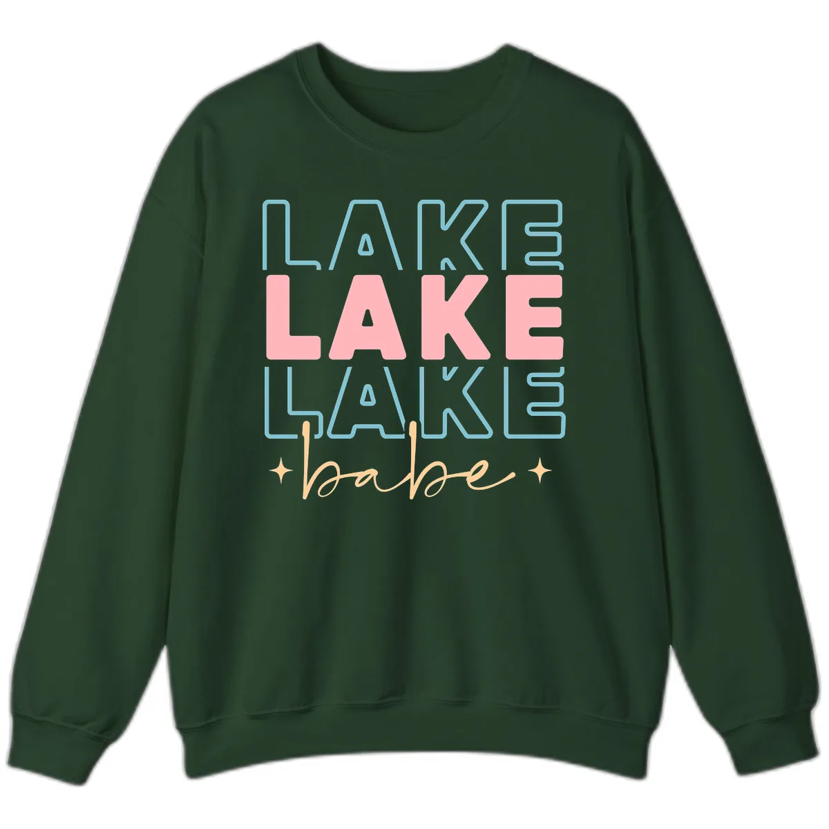 Lake Babe Retro Typography Sweatshirt in Forest Green