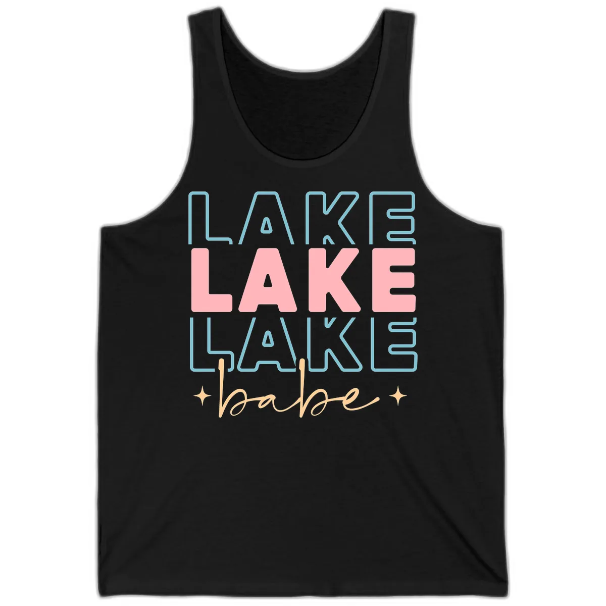 Lake Babe Retro Typography Tank in Black