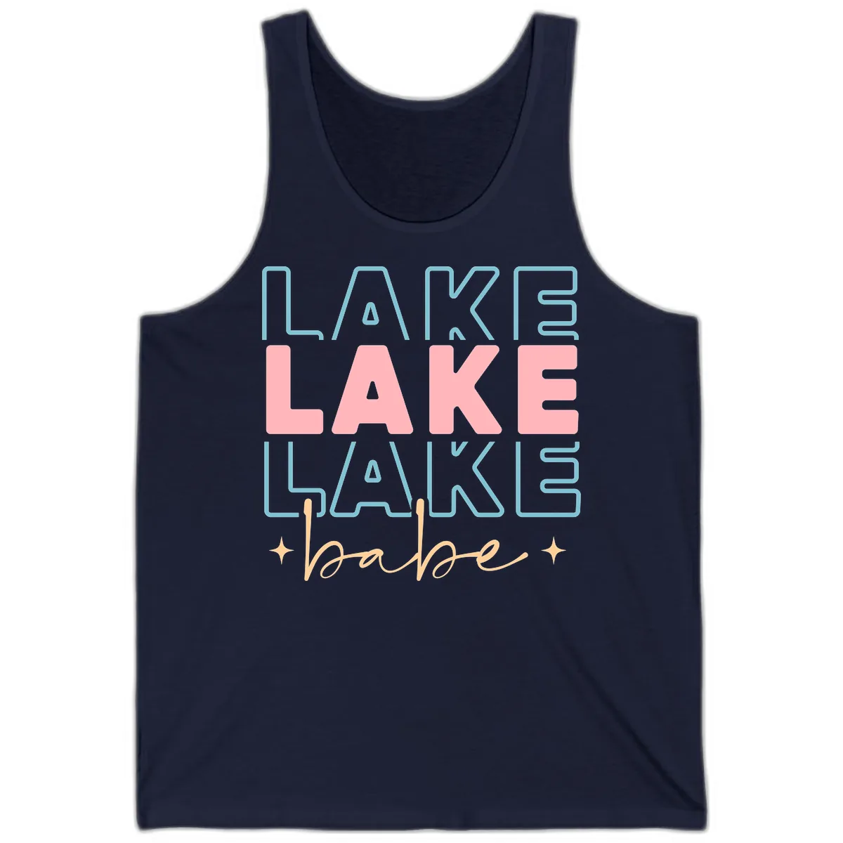 Lake Babe Retro Typography Tank in Navy