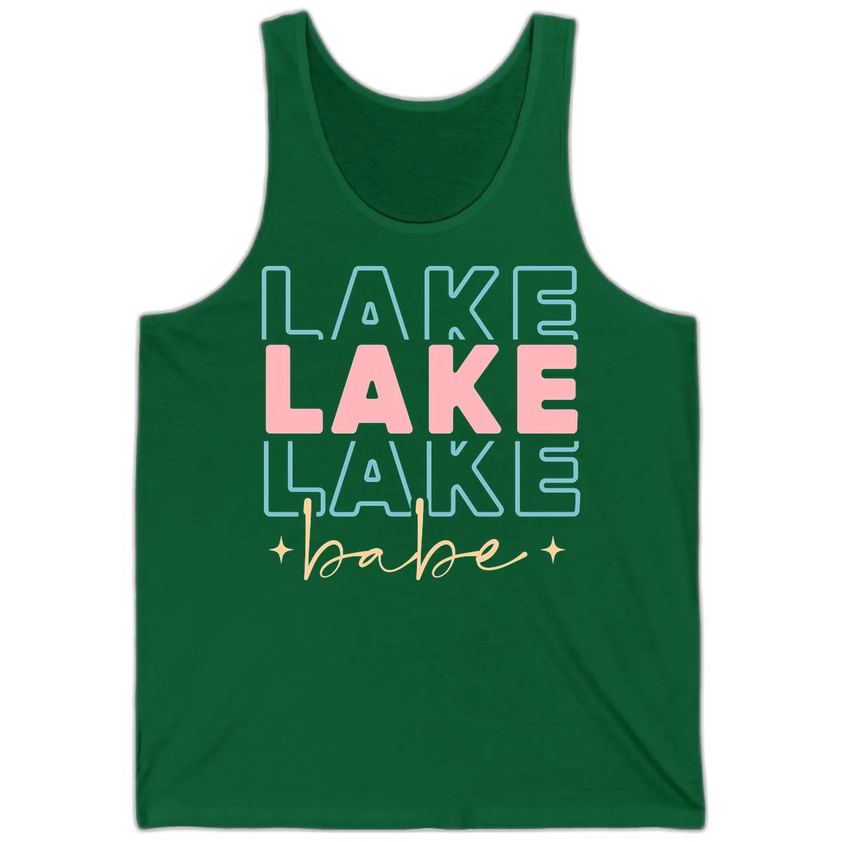 Lake Babe Retro Typography Tank in Kelly