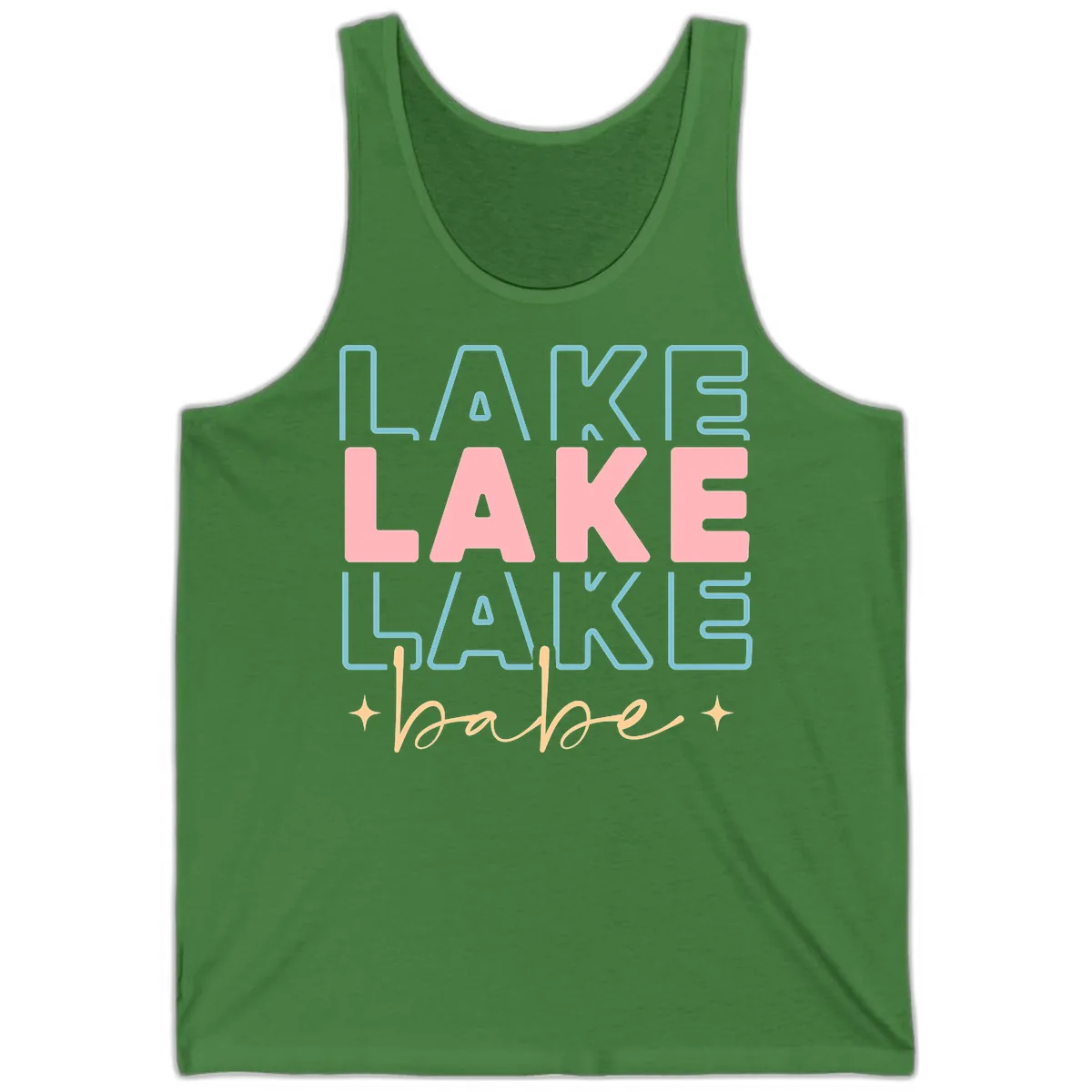 Lake Babe Retro Typography Tank in Leaf