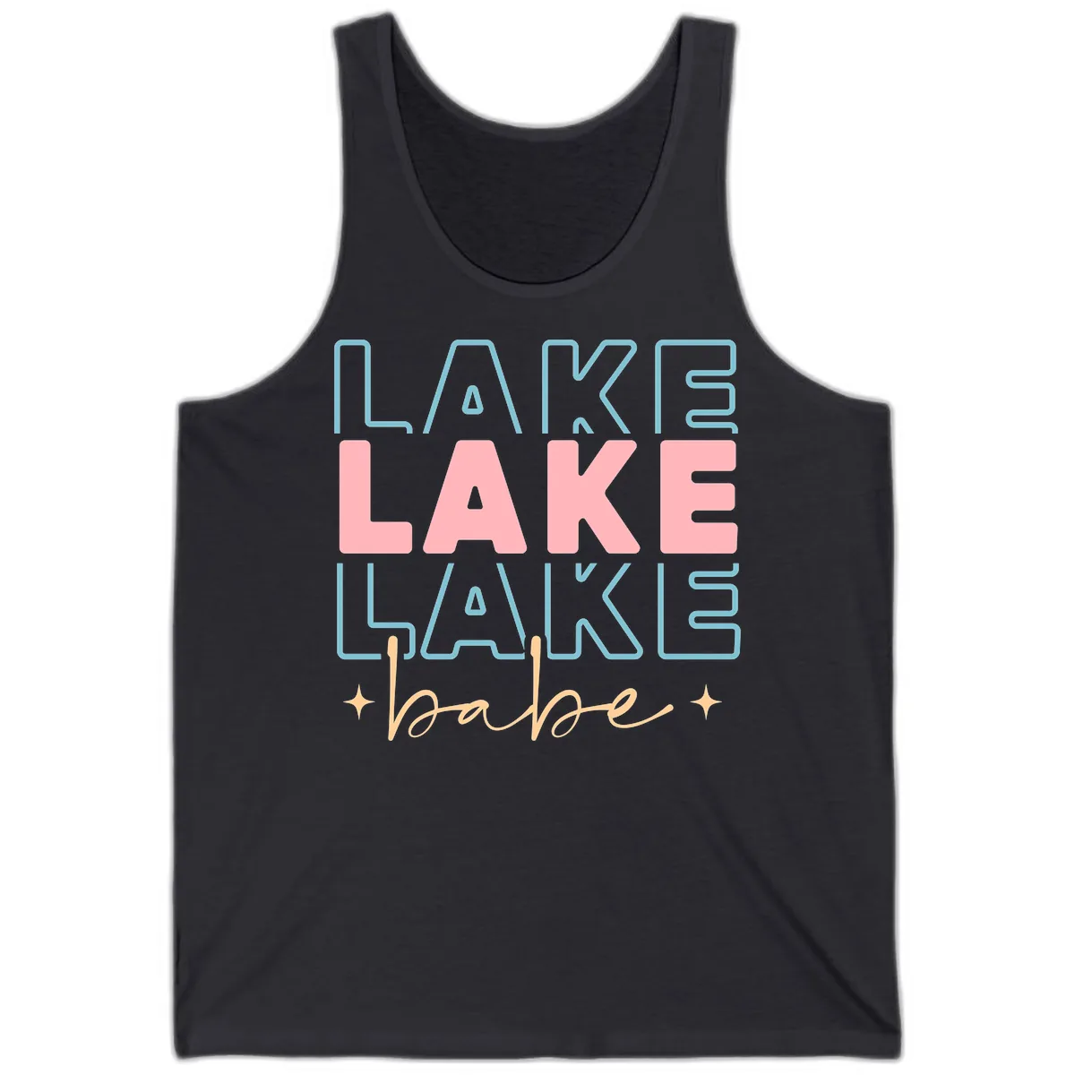 Lake Babe Retro Typography Tank in Dark Grey