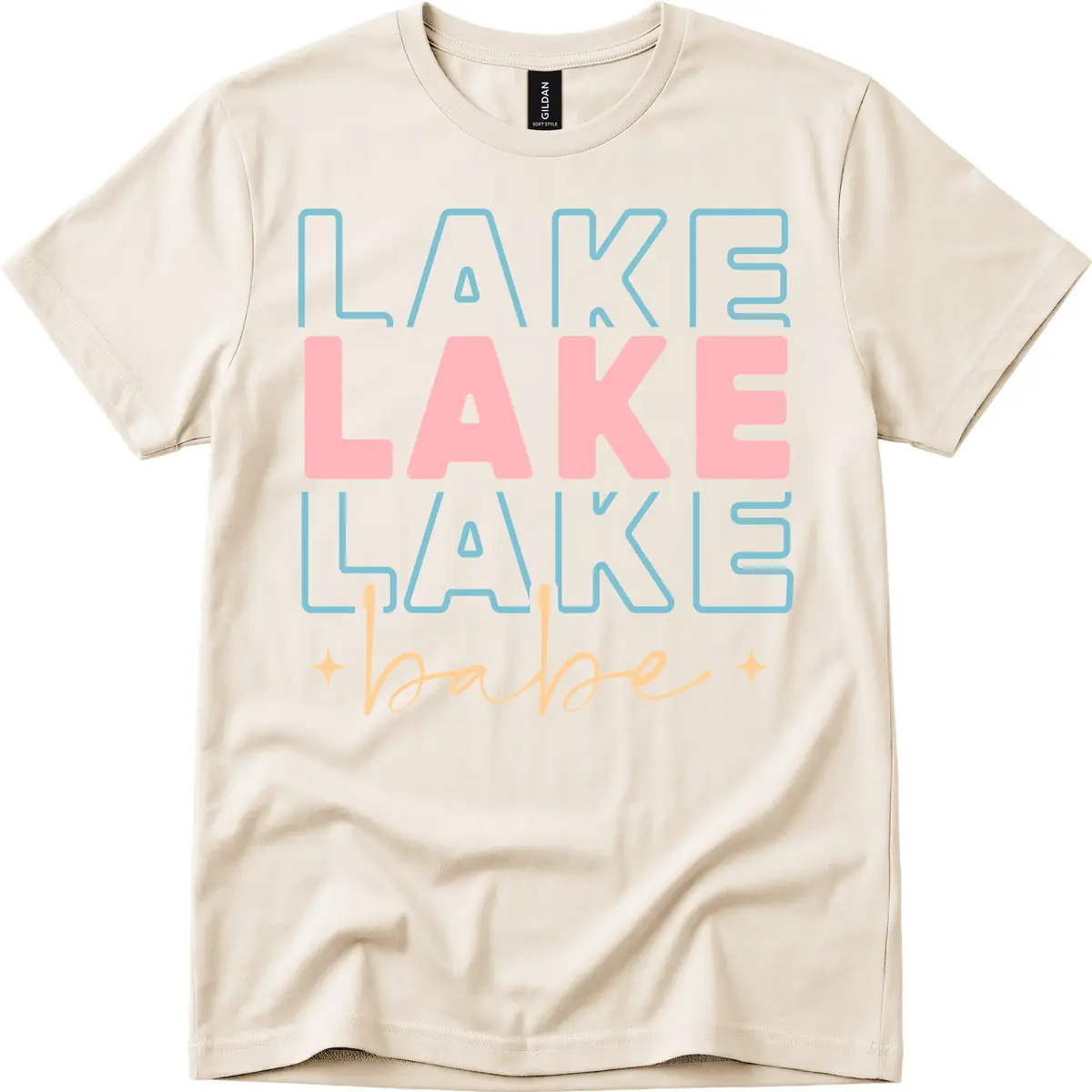 Lake Babe Retro Typography T-Shirt in Natural