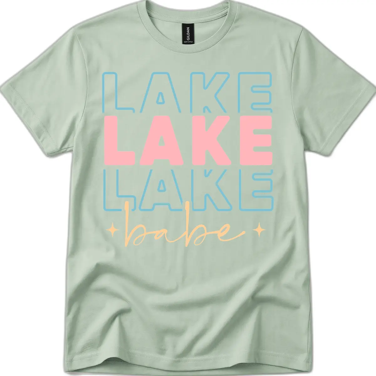 Lake Babe Retro Typography T-Shirt in Sage