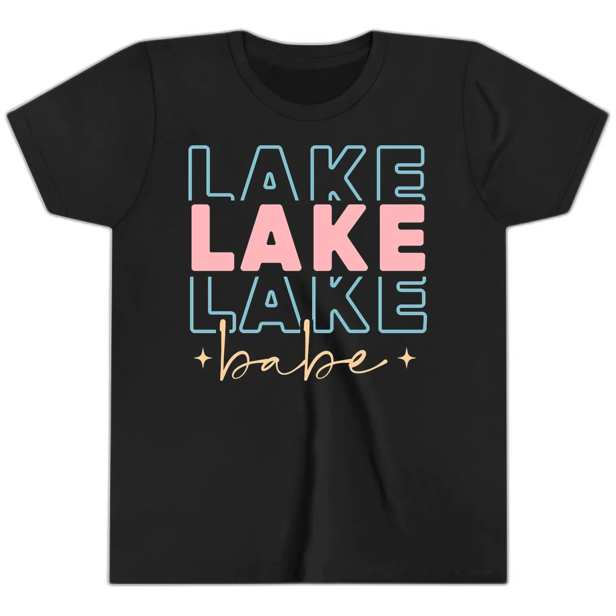 Lake Babe Retro Typography Youth T-Shirt in Black