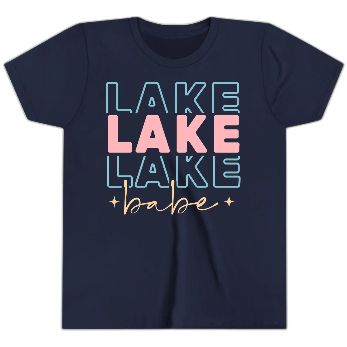 Lake Babe Retro Typography Youth T-Shirt in Navy