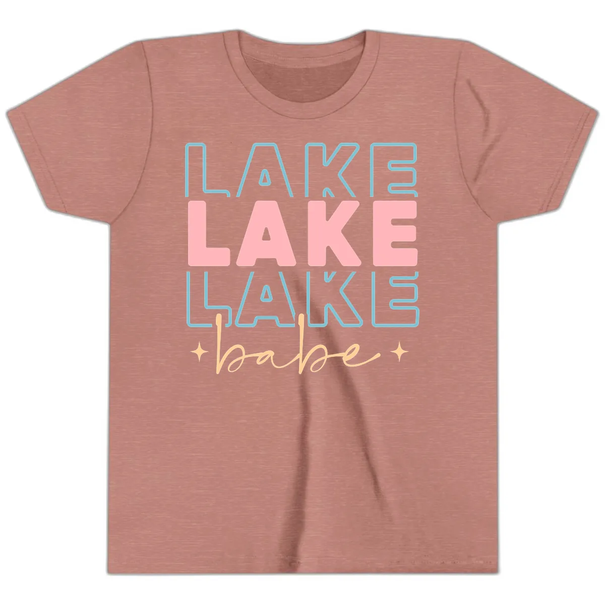 Lake Babe Retro Typography Youth T-Shirt in Heather Mauve