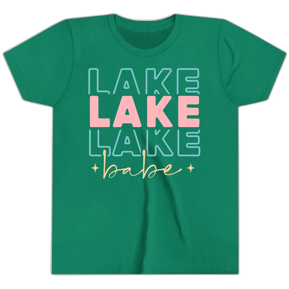 Lake Babe Retro Typography Youth T-Shirt in Kelly