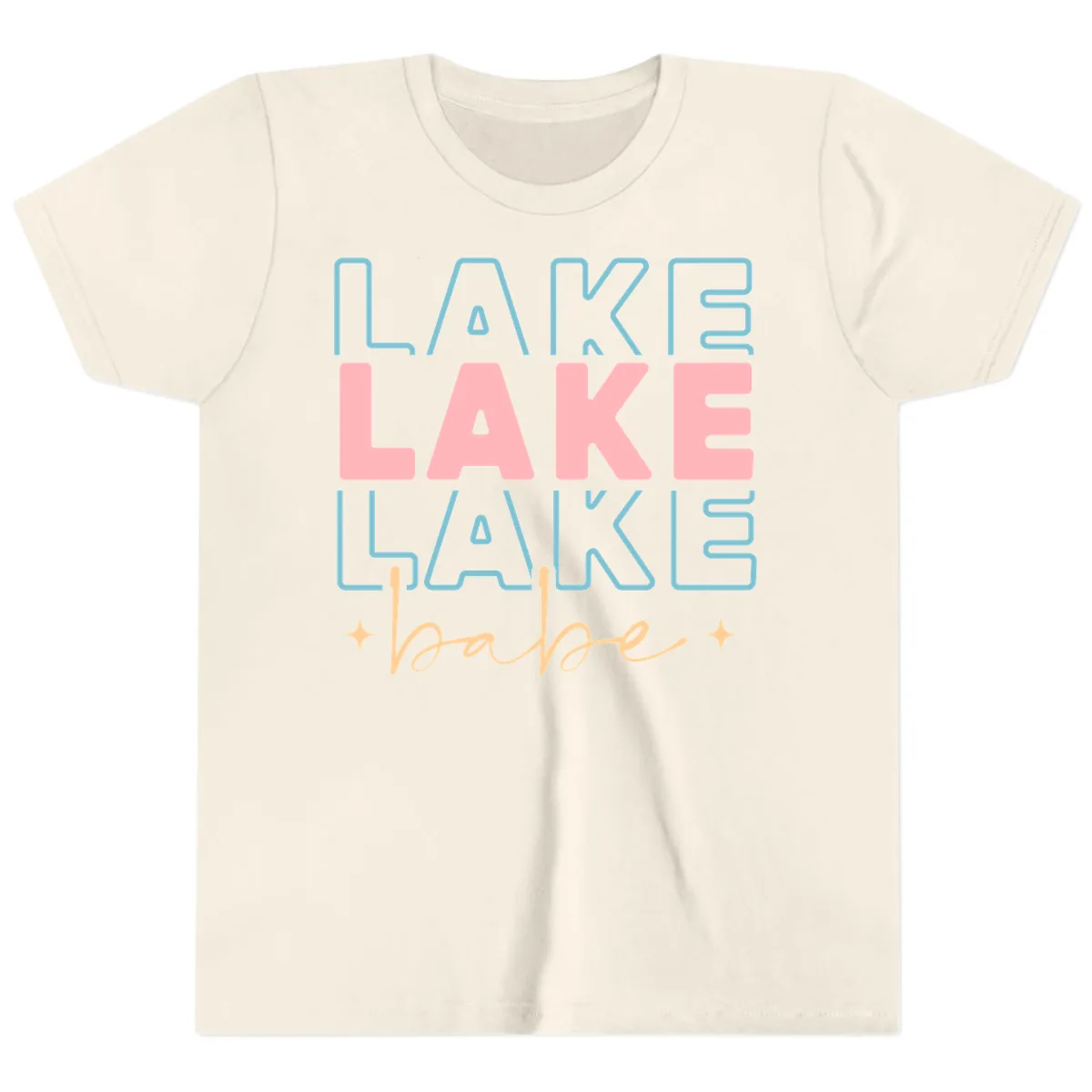 Lake Babe Retro Typography Youth T-Shirt in Natural