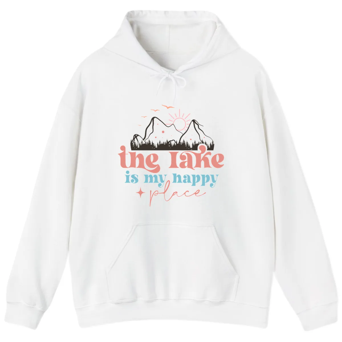 The Lake Is My Happy Place Hoodie in White