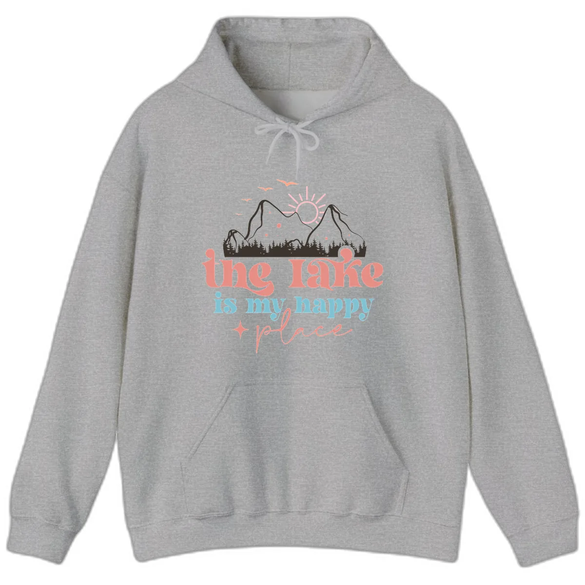 The Lake Is My Happy Place Hoodie in Sport Grey