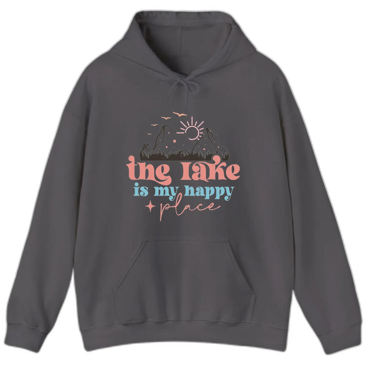 The Lake Is My Happy Place Hoodie in Charcoal